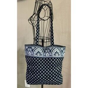 Retired Vera Bradley Nantucket Navy Paisley Quilted Tote Handbag